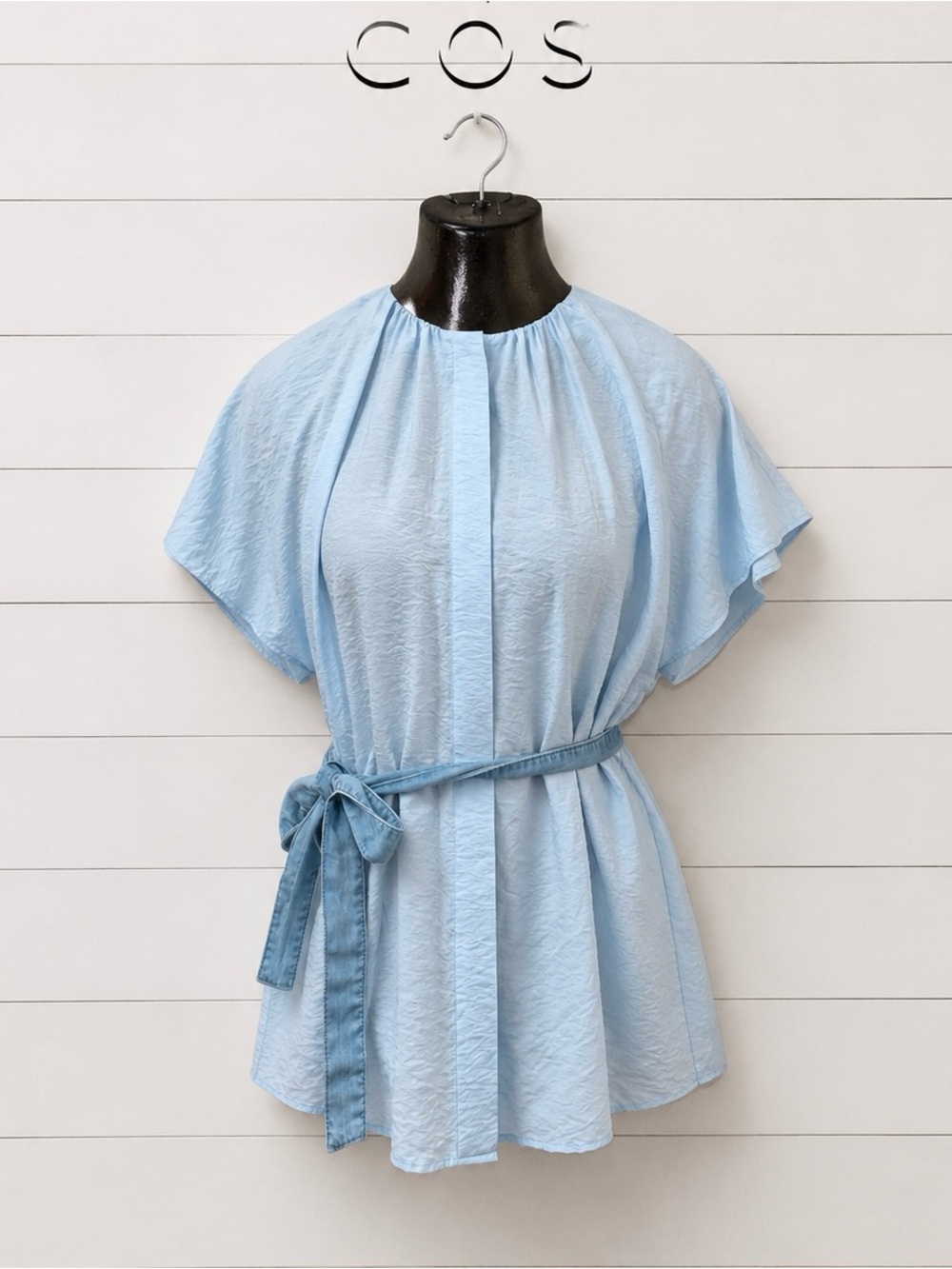 COS Light Blue Draped Blouse Size 8